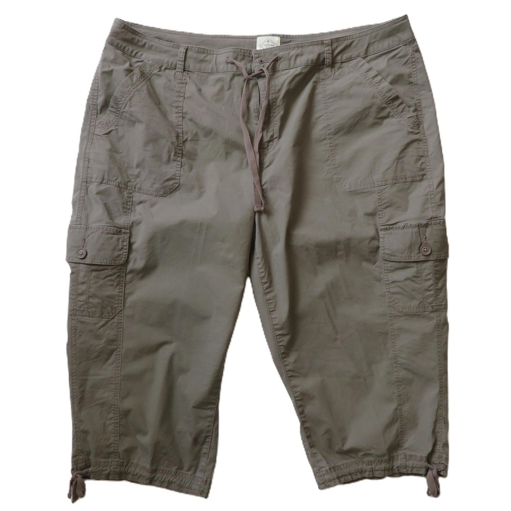 22W St.‎ John's Bay Plus Cargo Capri Shorts Taupe Brown Stretch Cotton